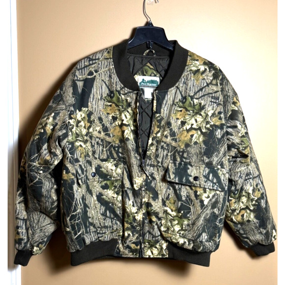 Vintage Pro Hunter Camo Jacket Mens Large Quilted Lined Double Lined Arms EUC L - Picture 1 of 9